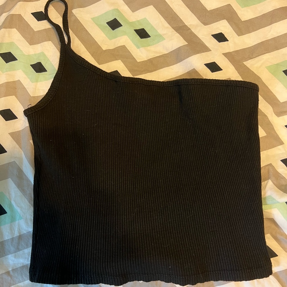 One Shoulder Ribbed Crop Tank